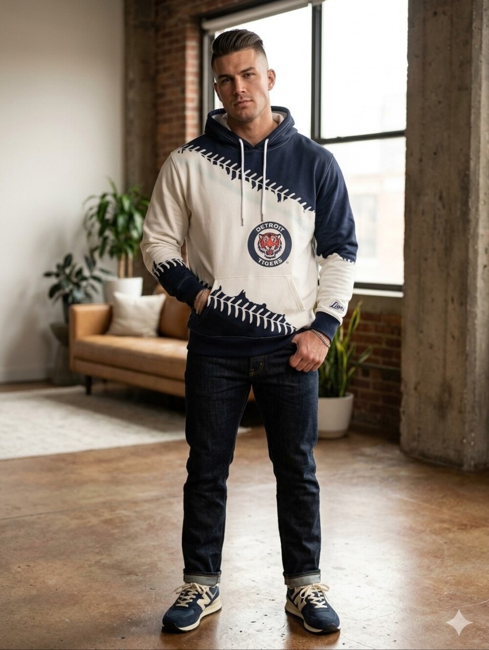 Detroit Tigers Crewneck Hoodie NWOT Size XL